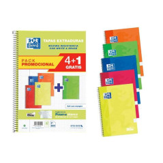 PACK 4+1 CUADERNOS OXFORD "CLASSIC: WRITE&ERASE" Fº 80h COLORES VIVOS