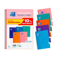 PACK 5 CUADERNOS OXFORD "CLASSIC" Fº TAPAS PLÁSTICO COLORES TENDENCIA