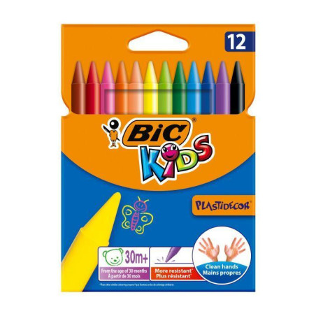 ESTUCHE 12 CERAS BIC KIDS PLASTIDECOR
