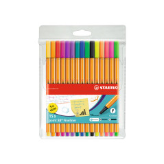 ESTUCHE 10 ROTULADORES STABILO POINT 88 + 5 COLORES NEÓN