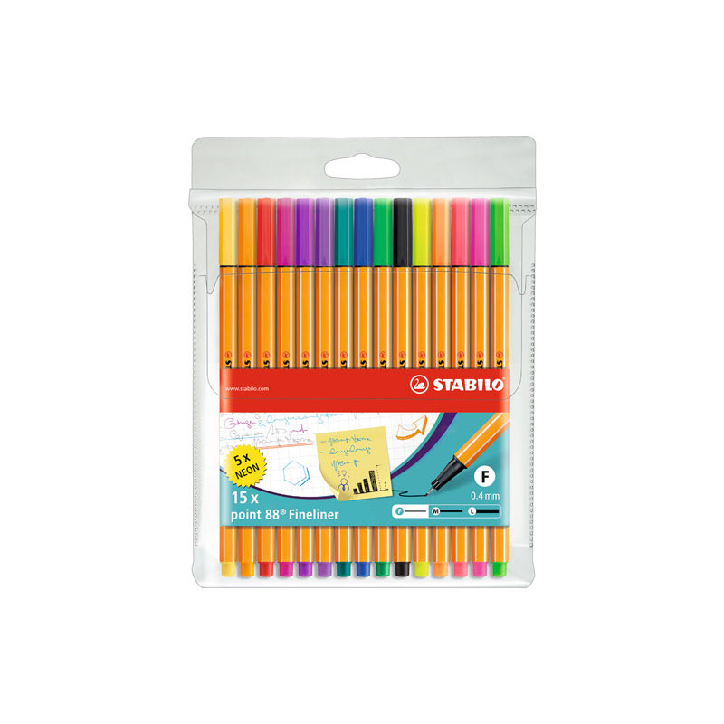 ESTUCHE 10 ROTULADORES STABILO POINT 88 + 5 COLORES NEÓN ESTUCHE 10 ROTULADORES STABILO POINT 88 + 5 COLORES NEÓN