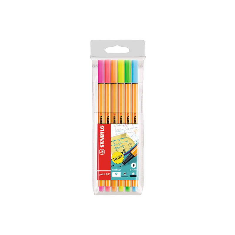 ESTUCHE 6 ROTULADORES STABILO POINT 88 COLORES NEÓN ESTUCHE 6 ROTULADORES STABILO POINT 88 COLORES NEÓN