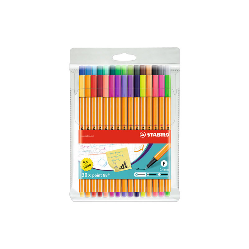 ESTUCHE PLÁSTICO 30 ROTULADORES STABILO POINT 88 ESTUCHE PLÁSTICO 30 ROTULADORES STABILO POINT 88