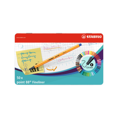 ESTUCHE METAL 50 ROTULADORES STABILO POINT 88
