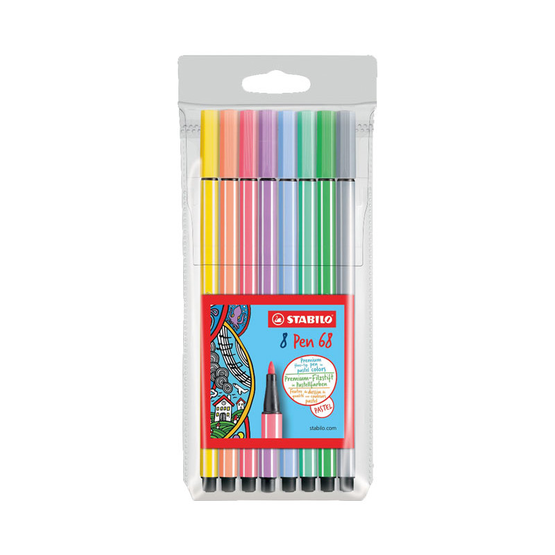 ESTUCHE PLÁSTICO 8 ROTULADORES STABILO PEN 68 COLORES PASTEL ESTUCHE PLÁSTICO 8 ROTULADORES STABILO PEN 68 COLORES PASTEL