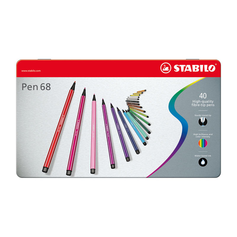 ESTUCHE METAL 40 ROTULADORES STABILO PEN 68 ESTUCHE METAL 40 ROTULADORES STABILO PEN 68
