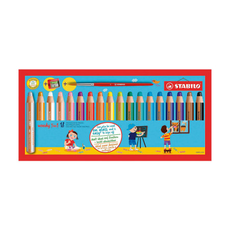 ESTUCHE 18 LÁPICES DE COLOR STABILO® WOODY 3 EN 1 + SACAPUNTAS