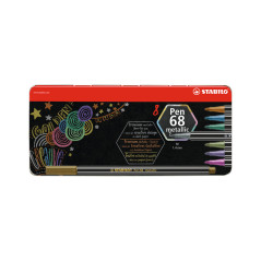 ESTUCHE METAL 8 ROTULADORES STABILO PEN 68 METALLIC