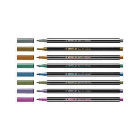 ESTUCHE METAL 8 ROTULADORES STABILO PEN 68 METALLIC