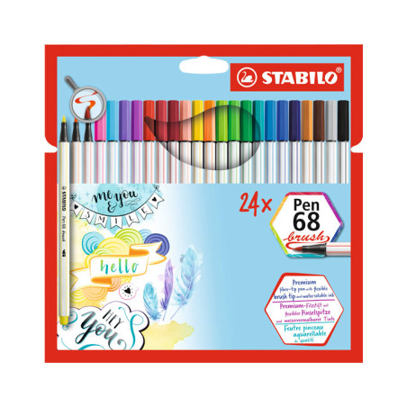 ESTUCHE 24 ROTULADORES STABILO PEN 68 BRUSH