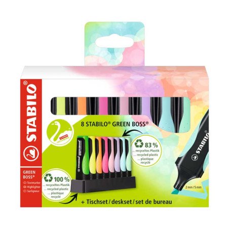 PEANA 8 MARCADORES FLUORESCENTE STABILO GREEN BOSS