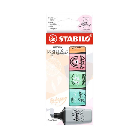 ESTUCHE 5 MARCADORES FLUORESCENTE STABILO BOSS MINI PASTELLOVE 2.0