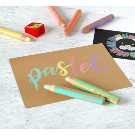 ESTUCHE 6 LÁPICES DE COLOR STABILO® WOODY 3 EN 1 PASTEL + SACAPUNTAS