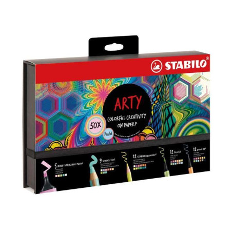 SET CREATIVO 50 PIEZAS STABILO "ARTY PASTEL"
