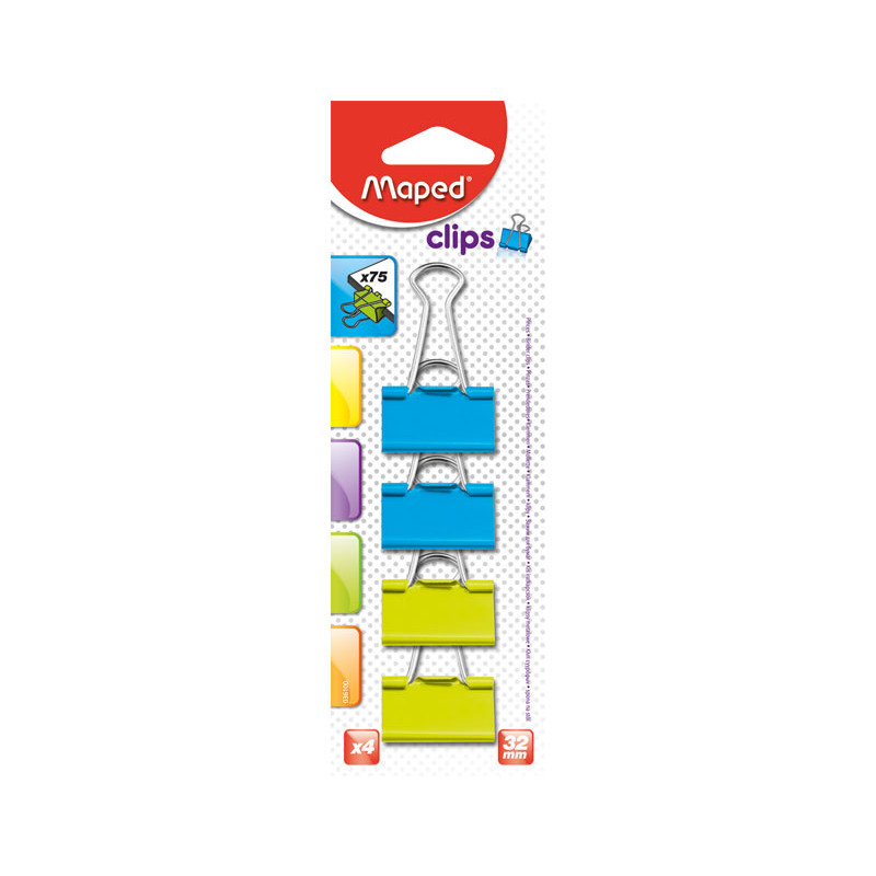 BLÍSTER 4 PINZAS MAPED DOBLE CLIP 32mm BLÍSTER 4 PINZAS MAPED DOBLE CLIP 32mm