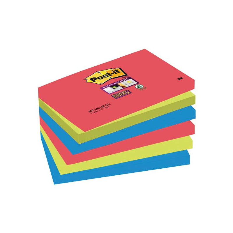 PACK 6 BLOC NOTAS POST-IT SUPER STICKY BORA BORA 76x127mm