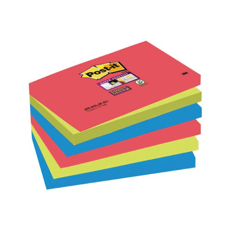 PACK 6 BLOC NOTAS POST-IT SUPER STICKY BORA BORA 76x127mm