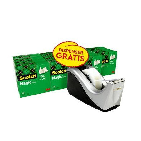 PACK 16 ROLLOS CINTA ADHESIVA SCOTCH MAGIC 19mmx33m
