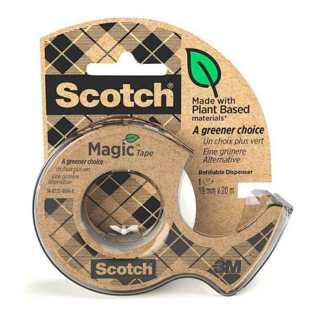 CINTA ADHESIVA SCOTCH MAGIC ECOLÓGICA 19mm x 20m CON DISPENSADOR