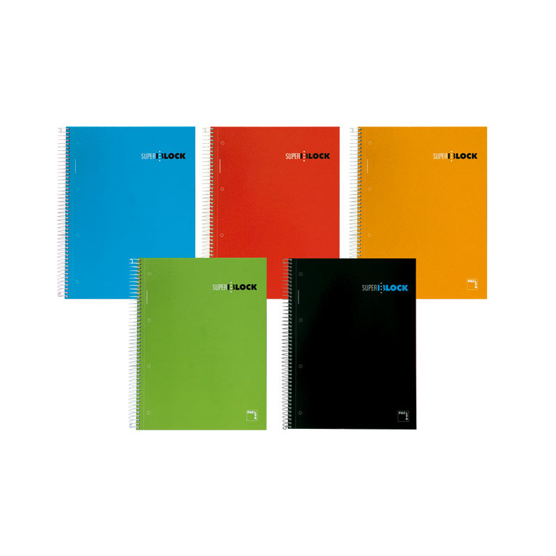 CUADERNO ESPIRAL PACSA SUPERBLOCK A5 5x5 4 TALADROS 160h