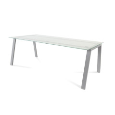 MESA ROCADA "BLANCA" ESTRUCTURA GRIS