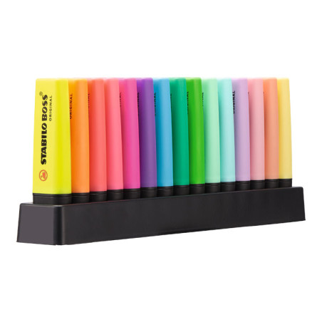 PEANA CON 15 MARCADORES FLUORESCENTES STABILO BOSS ORIGINAL