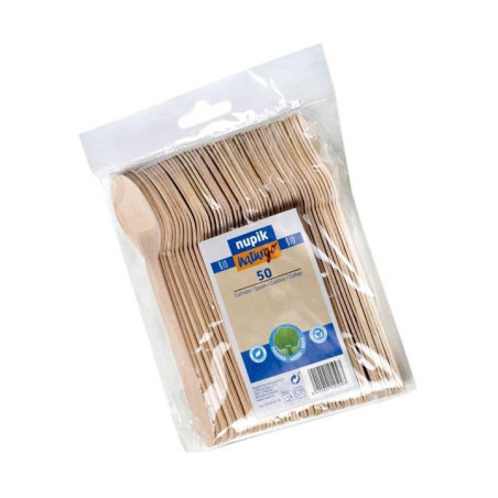 BOLSA 50 CUCHARAS DE MADERA NUPIK 16cm