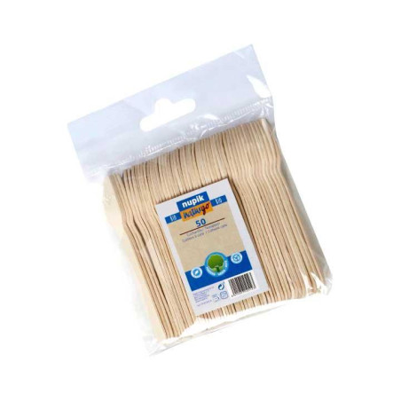 BOLSA 50 CUCHARILLAS DE MADERA NUPIK 9.5cm