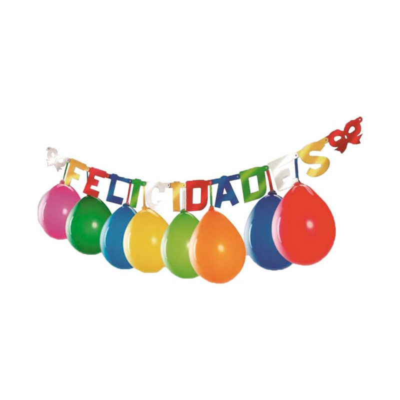 GUIRNALDA "FELICIDADES" + GLOBOS GUIRNALDA "FELICIDADES" + GLOBOS