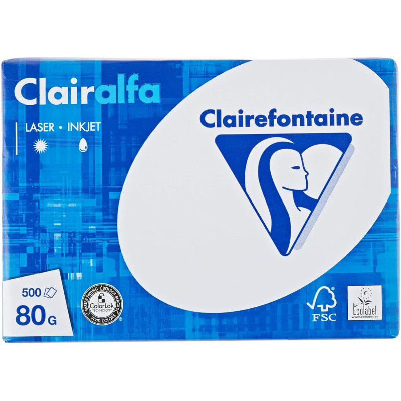PAQUETE 500h PAPEL CLAIREFONTAINE A5 80gr CLAIRALFA PAQUETE 500h PAPEL CLAIREFONTAINE A5 80gr CLAIRALFA