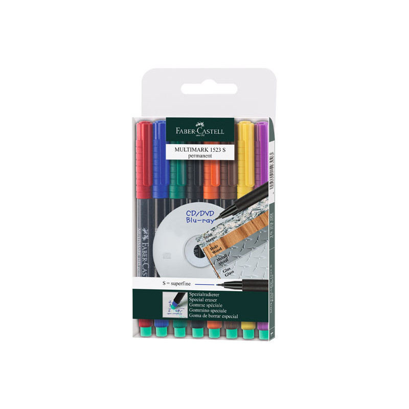 ESTUCHE 8 ROTULADORES PERMANENTE FABER CASTELL MULTIMARK 0,4mm ESTUCHE 8 ROTULADORES PERMANENTE FABER CASTELL MULTIMARK 0,4mm