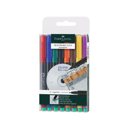 ESTUCHE 8 ROTULADORES PERMANENTE FABER CASTELL MULTIMARK 0,4mm