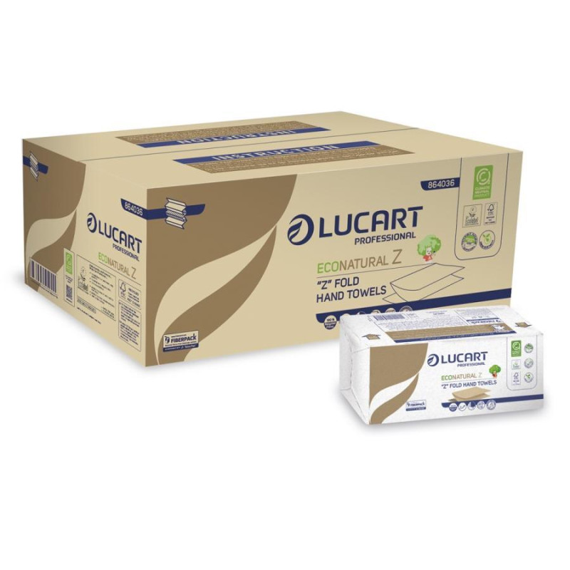 CAJA 18 PAQUETES DE 220 TOALLAS SECAMANOS LUCART ECONATURAL Z CAJA 18 PAQUETES DE 220 TOALLAS SECAMANOS LUCART ECONATURAL Z