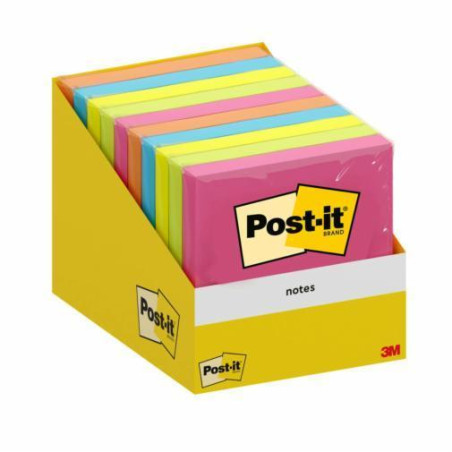CAJA 10 BLOCS NOTAS REPOSICIONABLES POST-IT 76x76mm COLORES