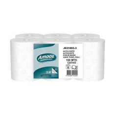PAQUETE 6 BOBINAS PAPEL AMOOS AUTOCORTE 100m