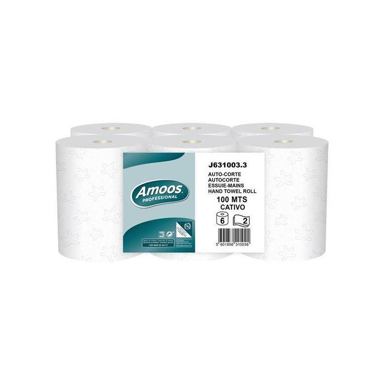 PAQUETE 6 BOBINAS PAPEL AMOOS AUTOCORTE 100m