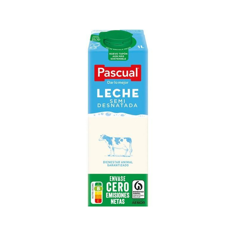 CAJA 6 BRICKS LECHE PASCUAL SEMIDESNATADA 1L