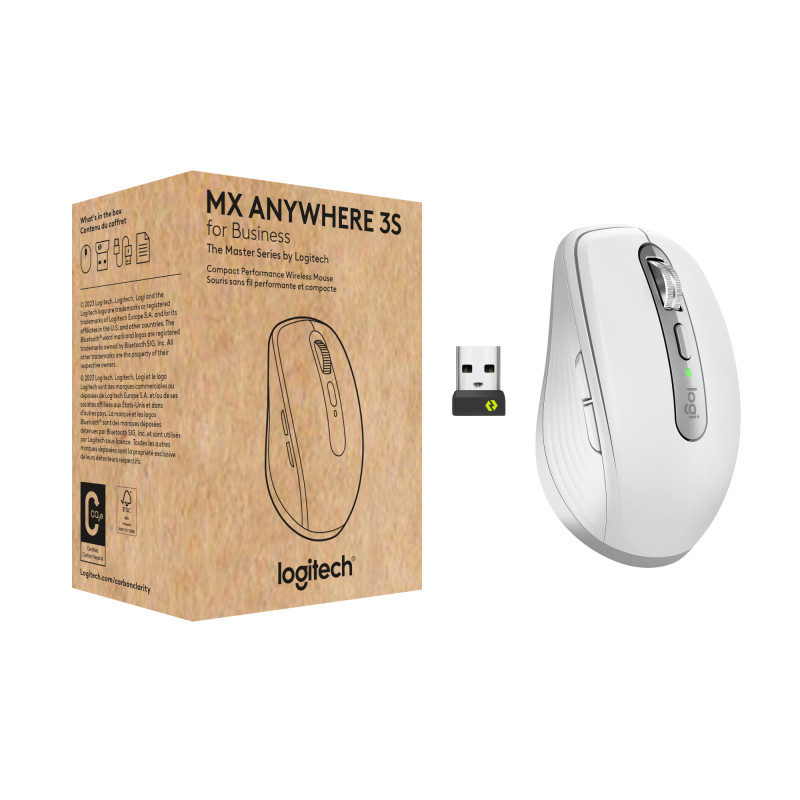 MX ANYWHERE 3S FOR BUSINESS RATÓN OFICINA MANO DERECHA RF WIRELESS + BLUETOOTH LASER 8000 DPI