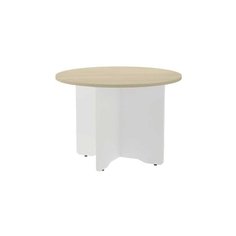 MESA ROCADA CIRCULAR Y PIE PANEL SERIE MEETING COL. HAYA - BLANCO 120 CM