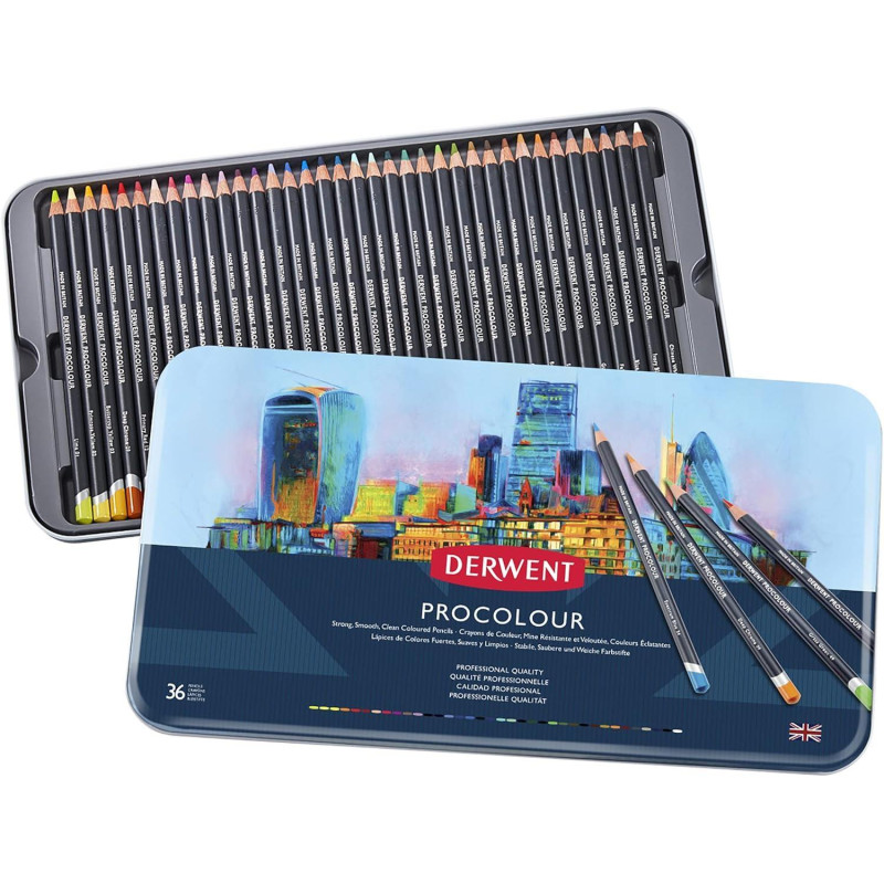 CAJA DE METAL 36 LÁPICES DERWENT "PROCOLOUR" CAJA DE METAL 36 LÁPICES DERWENT "PROCOLOUR"