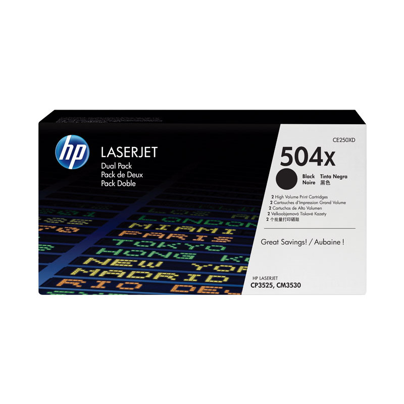 PACK DE AHORRO DE 2 CARTUCHOS DE TÓNER ORIGINAL LASERJET HP 504X DE ALTA CAPACIDAD PACK DE AHORRO DE 2 CARTUCHOS DE TÓNER ORIGINAL LASERJET HP 504X DE ALTA CAPACIDAD