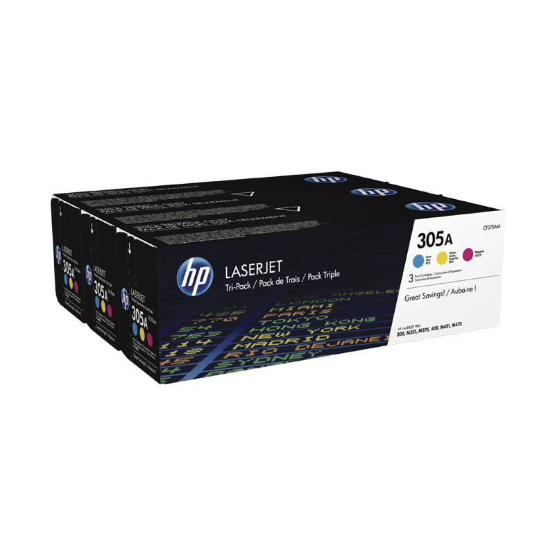 PACK DE AHORRO DE 3 CARTUCHOS DE TÓNER ORIGINAL LASERJET HP 305A PACK DE AHORRO DE 3 CARTUCHOS DE TÓNER ORIGINAL LASERJET HP 305A