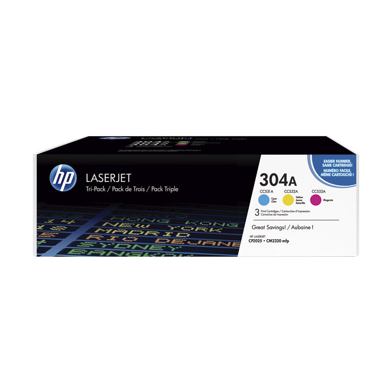 PACK DE AHORRO DE 3 CARTUCHOS DE TÓNER ORIGINAL LASERJET HP 304A PACK DE AHORRO DE 3 CARTUCHOS DE TÓNER ORIGINAL LASERJET HP 304A
