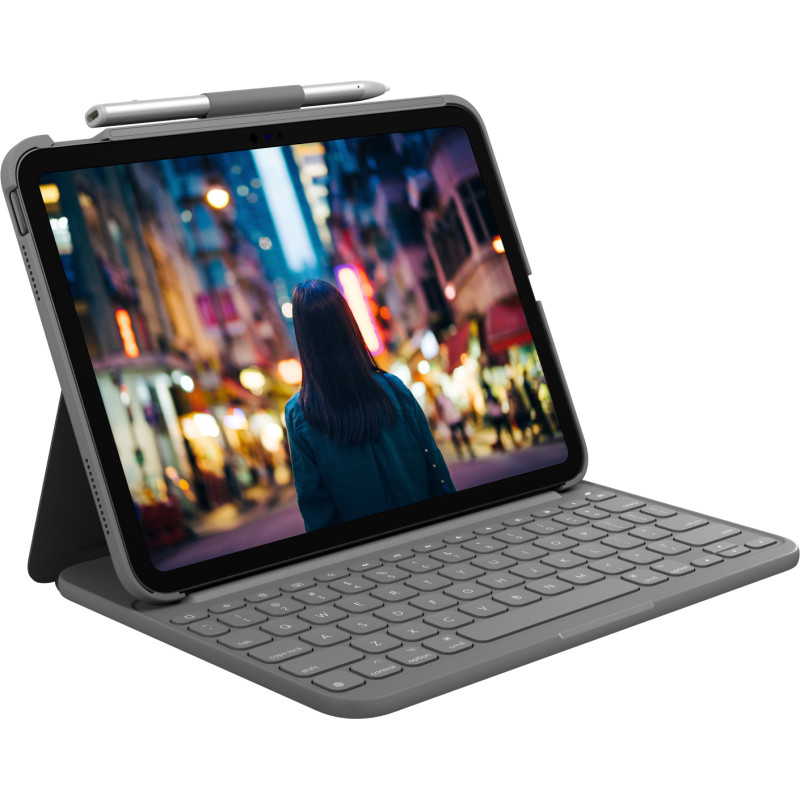 SLIM FOLIO GRIS BLUETOOTH QWERTY DANÉS, FINLANDÉS, NORUEGO, SUECO