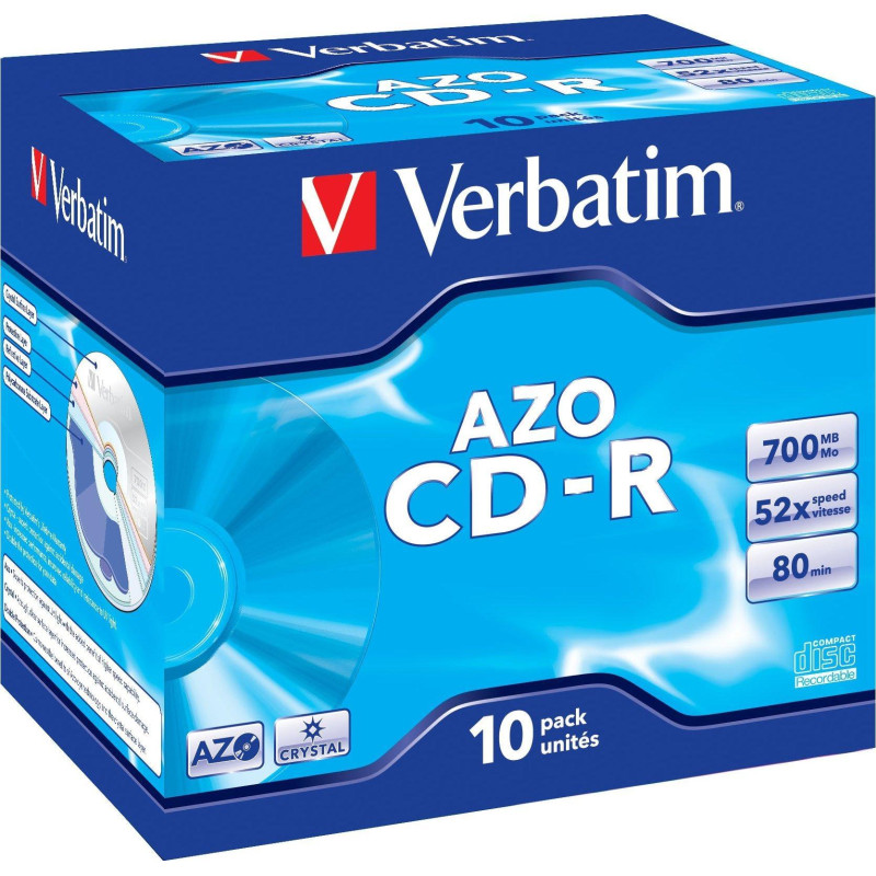 PACK 10 CD-R VERBATIM 52X 700MB CRYSTAL SURFACE PACK 10 CD-R VERBATIM 52X 700MB CRYSTAL SURFACE