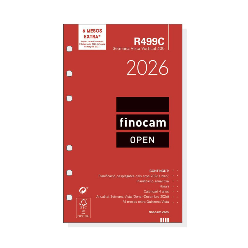 RECAMBIO ANUALIDAD 2026 FINOCAM "OPEN: R499" SEMANA VISTA VERTICAL CATALÁN