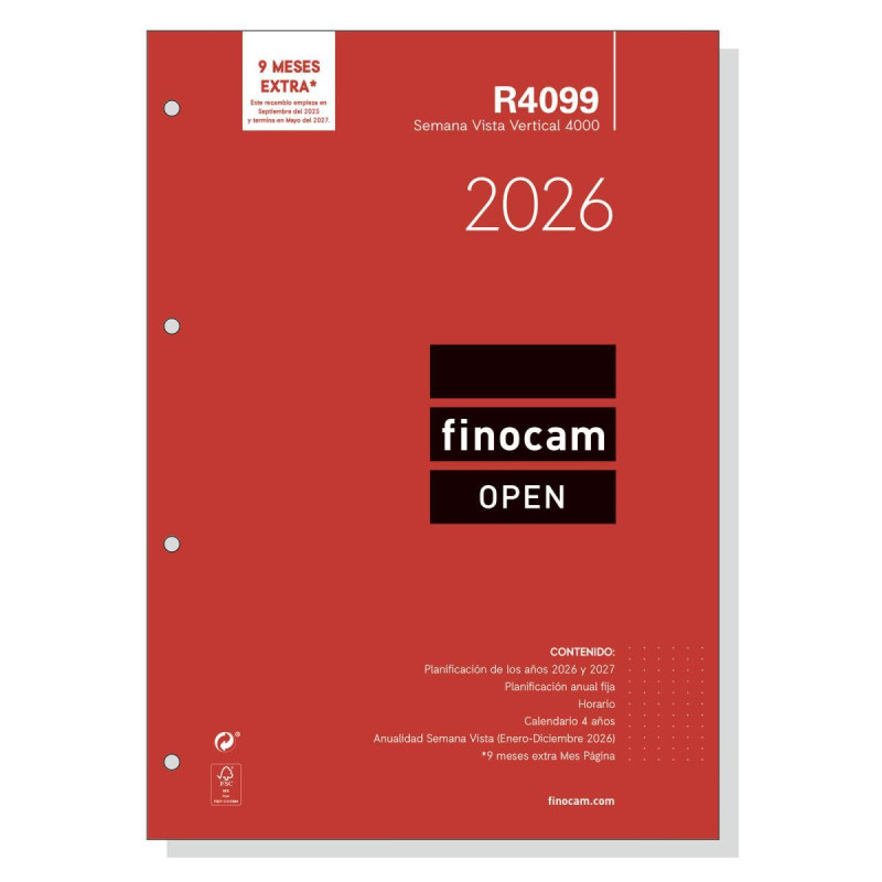 RECAMBIO ANUALIDAD 2026 FINOCAM "OPEN: R4099" SEMANA VISTA VERTICAL CASTELLANO RECAMBIO ANUALIDAD 2026 FINOCAM "OPEN: R4099" SEMANA VISTA VERTICAL CASTELLANO