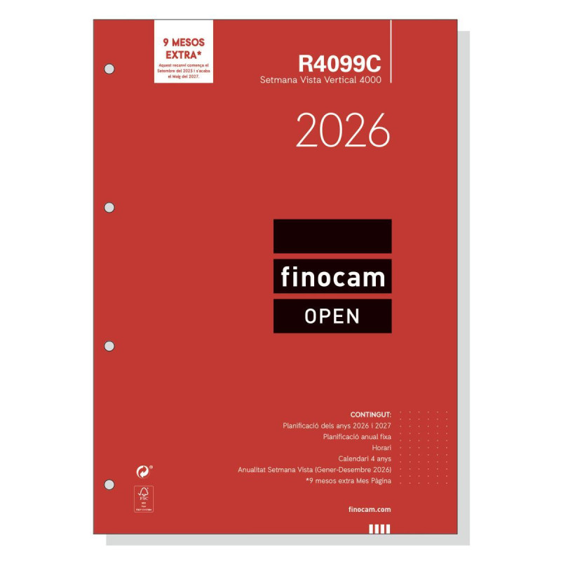 RECAMBIO ANUALIDAD 2026 FINOCAM "OPEN: R4099" SEMANA VISTA VERTICAL CATALÁN RECAMBIO ANUALIDAD 2026 FINOCAM "OPEN: R4099" SEMANA VISTA VERTICAL CATALÁN