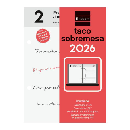 CALENDARIO 2026 FINOCAM "TACO SOBREMESA" 8,5x12cm CASTELLANO