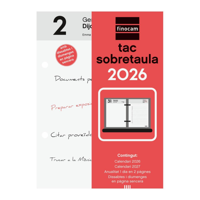 CALENDARIO 2026 FINOCAM "TACO SOBREMESA" 8,5x12cm CATALÁN